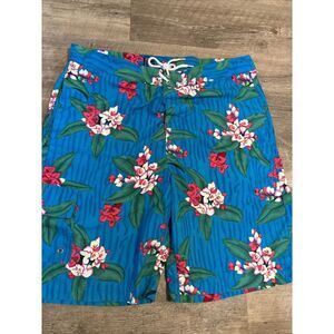 VTG Polo Sport Ralph Lauren‎ Swim Trunk Bathing Suit Hawaiian Floral • Medium